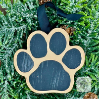 Personalized Paw Print Ornament Hung By Ribbon, Choice of Colors