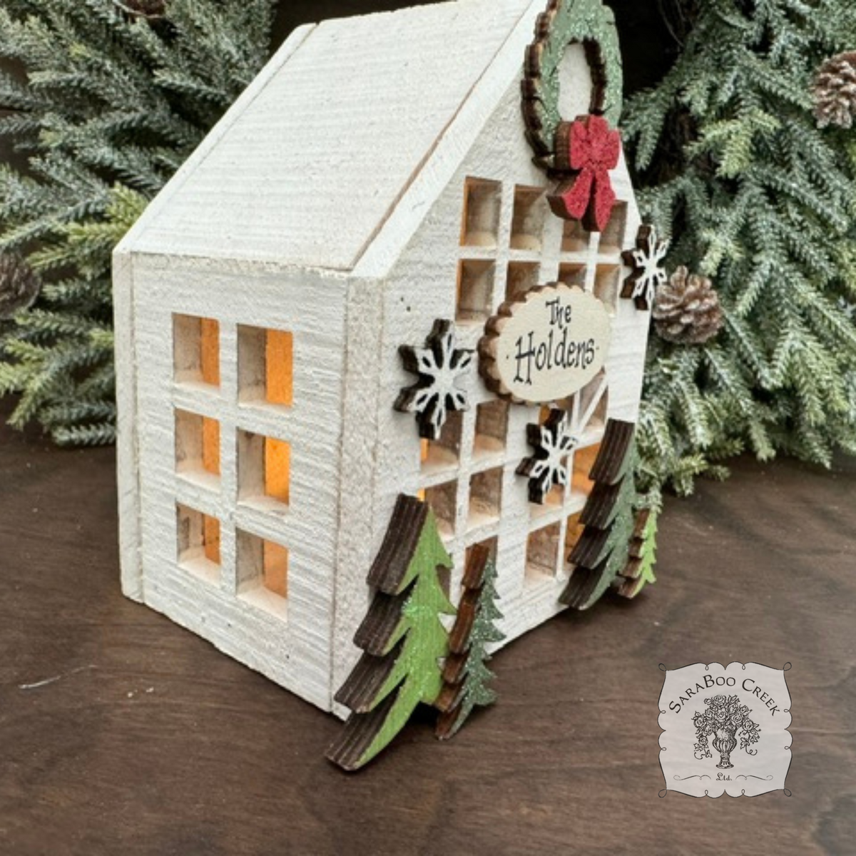 4.75" Lighted Christmas House - Personalized Lit Village House for Tabletop or Mantel