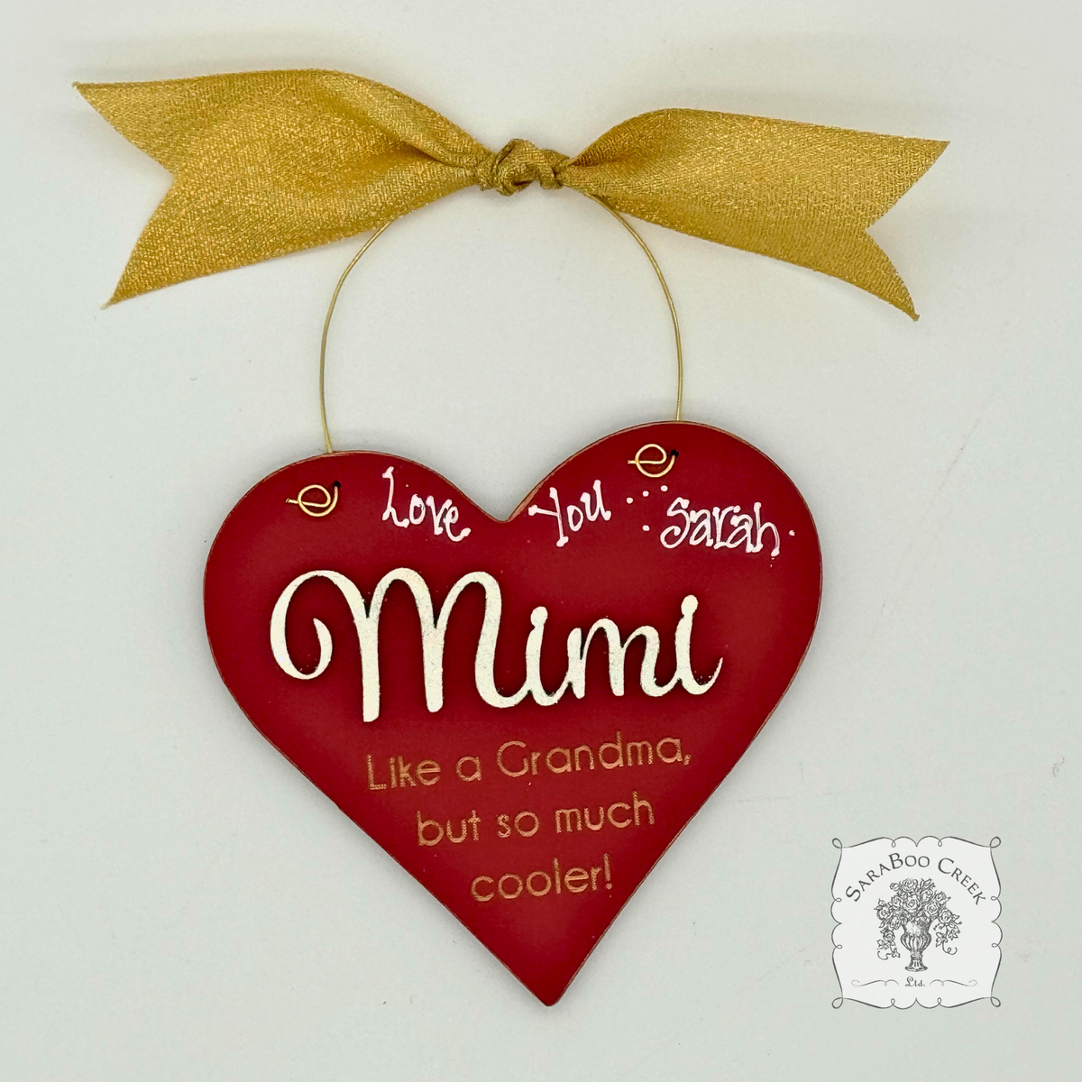 Mimi Heart Ornament - Personalizable Mimi Gift with Fun Engraved Sentiment