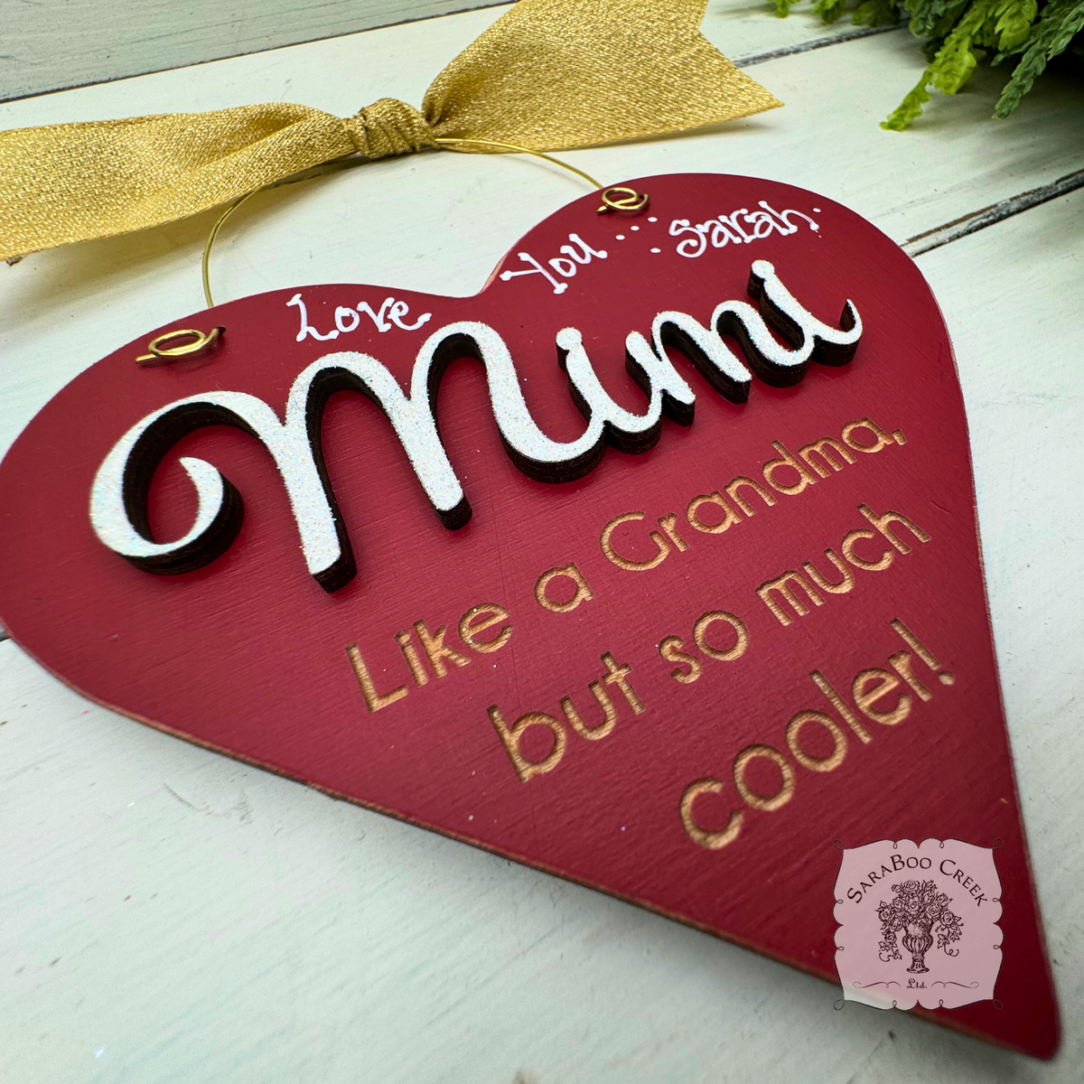 Mimi Heart Ornament - Personalizable Mimi Gift with Fun Engraved Sentiment