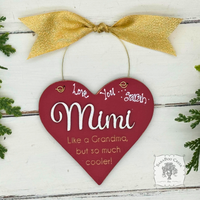 Mimi Heart Ornament - Personalizable Mimi Gift with Fun Engraved Sentiment