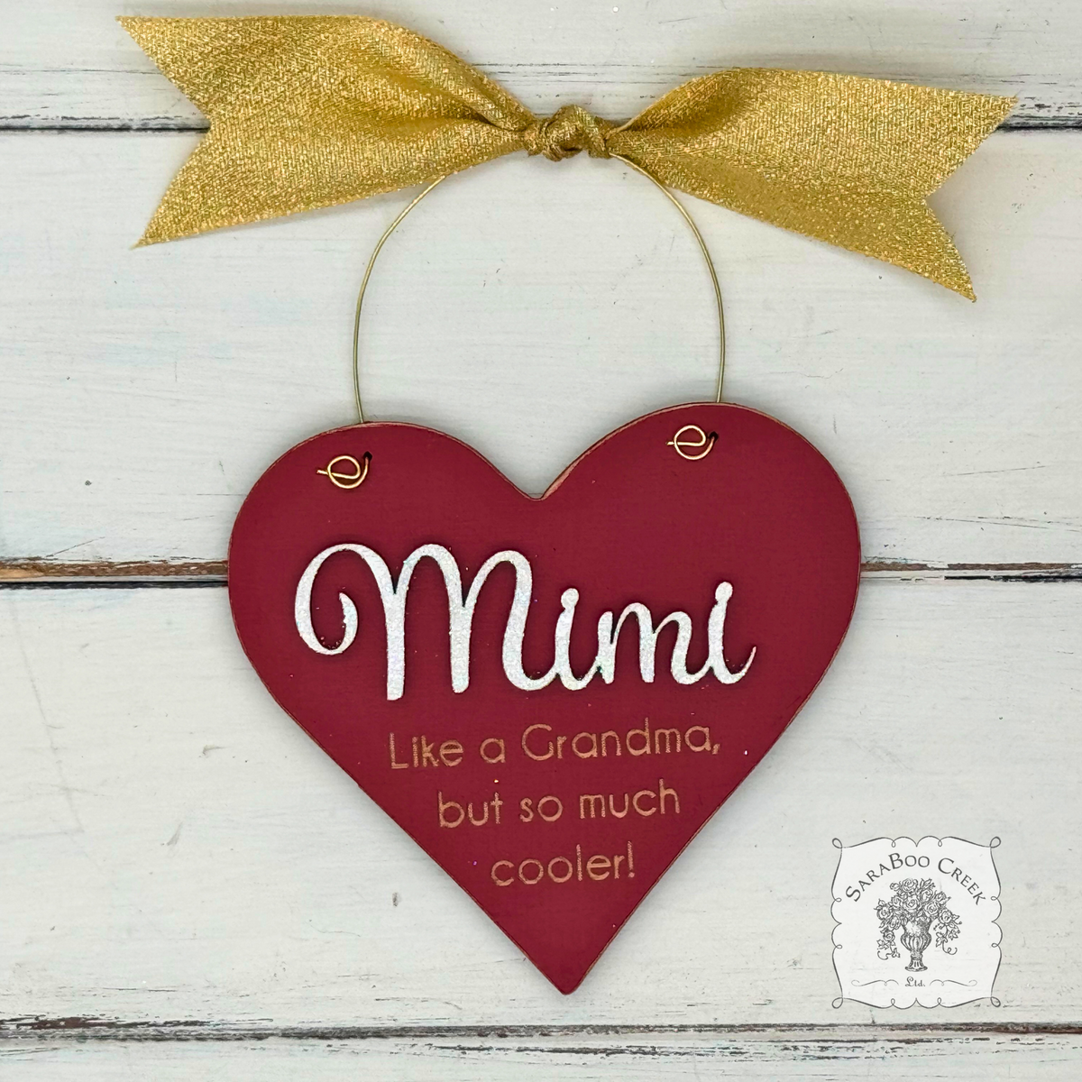 Mimi Heart Ornament - Personalizable Mimi Gift with Fun Engraved Sentiment