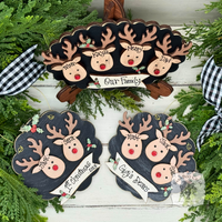 3 Reindeer Scallop Ornament with Banner