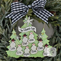 Traditional Snowman Family Tree Ornament (8-14 snowmen) - Personalized Grandparent or Large Family Ornament