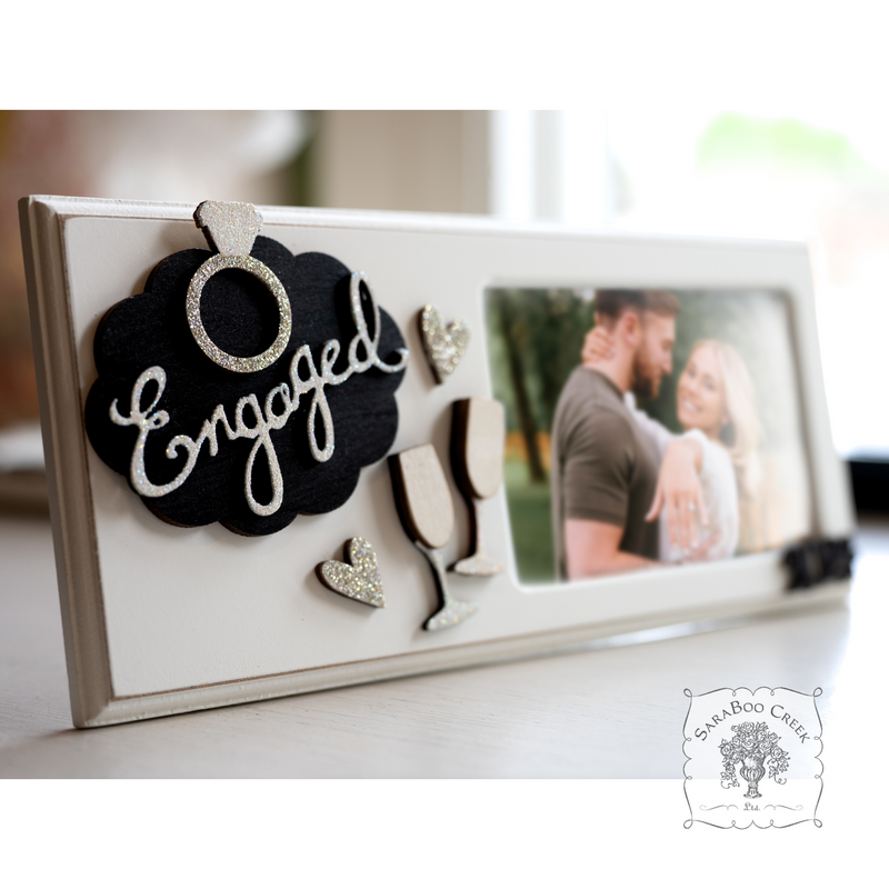 Engaged Picture Frame in White - Customized with Engagement year