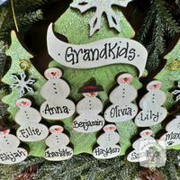 Traditional Snowman Family Tree Ornament (8-14 snowmen) - Personalized Grandparent or Large Family Ornament