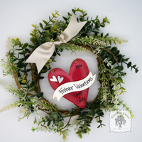 Red Heart Ornament with Personalized Banner for Couple's Names - 1st Christmas, Valentine or Wedding Gift