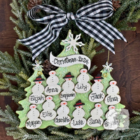 Traditional Snowman Family Tree Ornament (8-14 snowmen) - Personalized Grandparent or Large Family Ornament