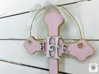 Classic Cross with Flower - Personalized with Monogram