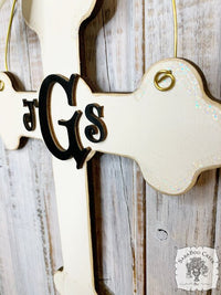 Classic Cross with Flower - Personalized with Monogram