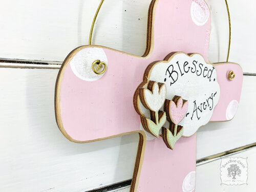 Dotted Contemporary Cross - Personalized Sentiment and Tulips