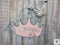 Personalized Crown Sign with Name - Cute Girl's Room Hanging Decoration