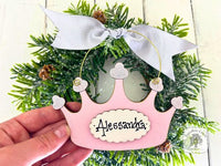 Crown Ornament - Personalized Pink Tiara Princess Gift