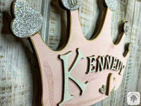 Personalized Crown Sign with Name - Cute Girl's Room Hanging Decoration