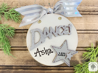 Dance Ornament - Personalized Dancer Christmas Ornament; Sparkly Dance Gift