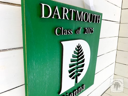 College / University School Sign - Dartmouth College Logo on 12 x 12 Plaque; Handmade Wood