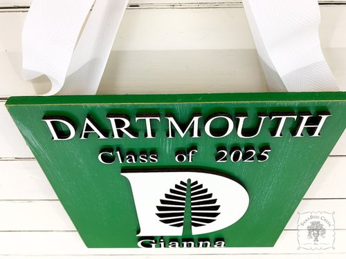 College / University School Sign - Dartmouth College Logo on 12 x 12 Plaque; Handmade Wood