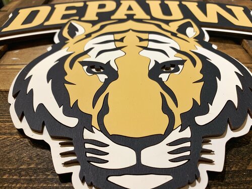 College / University School Sign - Depauw University Logo Only; Handmade Wood