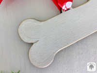 Dog Bone Ornament - Personalized Dog Ornament w/ Paw Print Ribbon