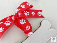 Dog Bone Ornament - Personalized Dog Ornament w/ Paw Print Ribbon