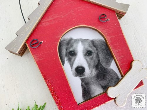 Dog Picture Ornament - Personalized Dog House Photo Frame with Bone