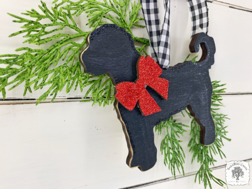 Doodle Ornament - Personalized Labradoodle Dog Black Silhouette Ornament