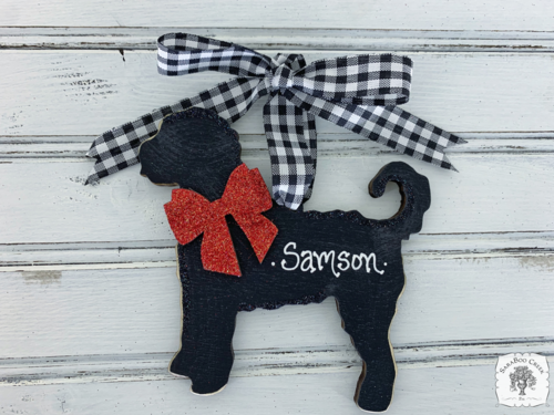 Doodle Ornament - Personalized Labradoodle Dog Black Silhouette Ornament