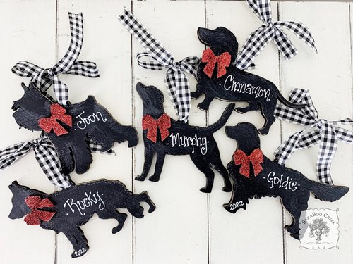 Doodle Ornament - Personalized Labradoodle Dog Black Silhouette Ornament