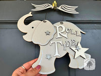 9.5" Elephant Sign with Stars - Name Personalized with Wood Letters