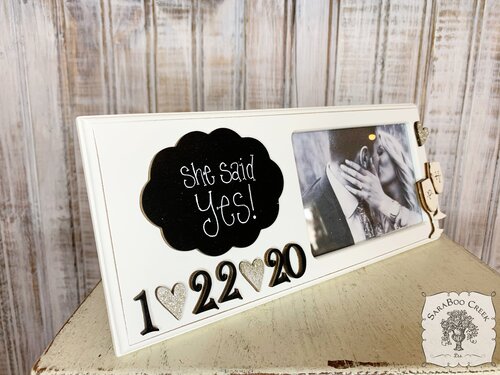 Engagement Picture Frame w/ Personalized Message of your choice & Engaged Date