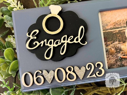 Engaged Picture Frame in Gray - Customized with Engagement Date