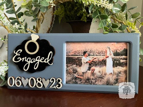 Engaged Picture Frame in Gray - Customized with Engagement Date