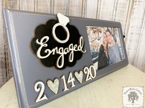 Engaged Picture Frame in Gray - Customized with Engagement Date