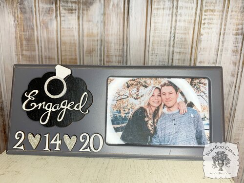 Engaged Picture Frame in Gray - Customized with Engagement Date