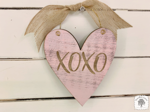 Rustic Love Heart Ornament w/ Engraved Love Messages