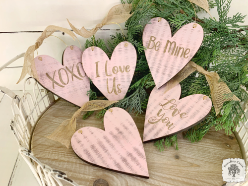 Rustic Love Heart Ornament w/ Engraved Love Messages