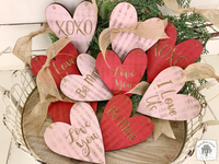 Rustic Love Heart Ornament w/ Engraved Love Messages