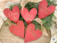 Rustic Love Heart Ornament w/ Engraved Love Messages