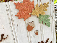 Fall Square Beadboard Plaque with Pumpkins & Custom Name or Autumn Greeting