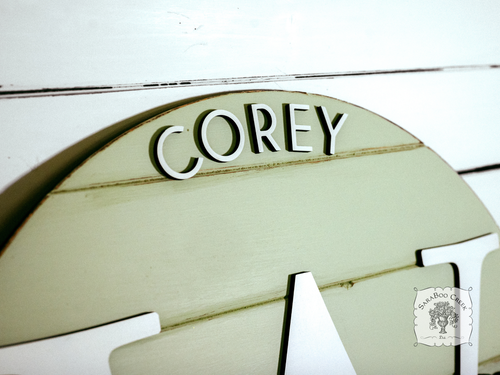 20" Round Family Sign Customized with Initial, Overlapping Family Name, & Add On Names for Family Members