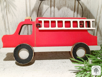 Fire Truck  Ornament, Personalized Red Fire Engine