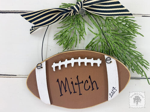 Football Ornament - Personalized Handmade Wood Football Gift