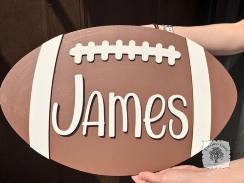 Football Sign - Personalized Wood Plaque for Boys Room or Sports Decor Wall Hanging