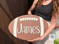 Football Sign - Personalized Wood Plaque for Boys Room or Sports Decor Wall Hanging