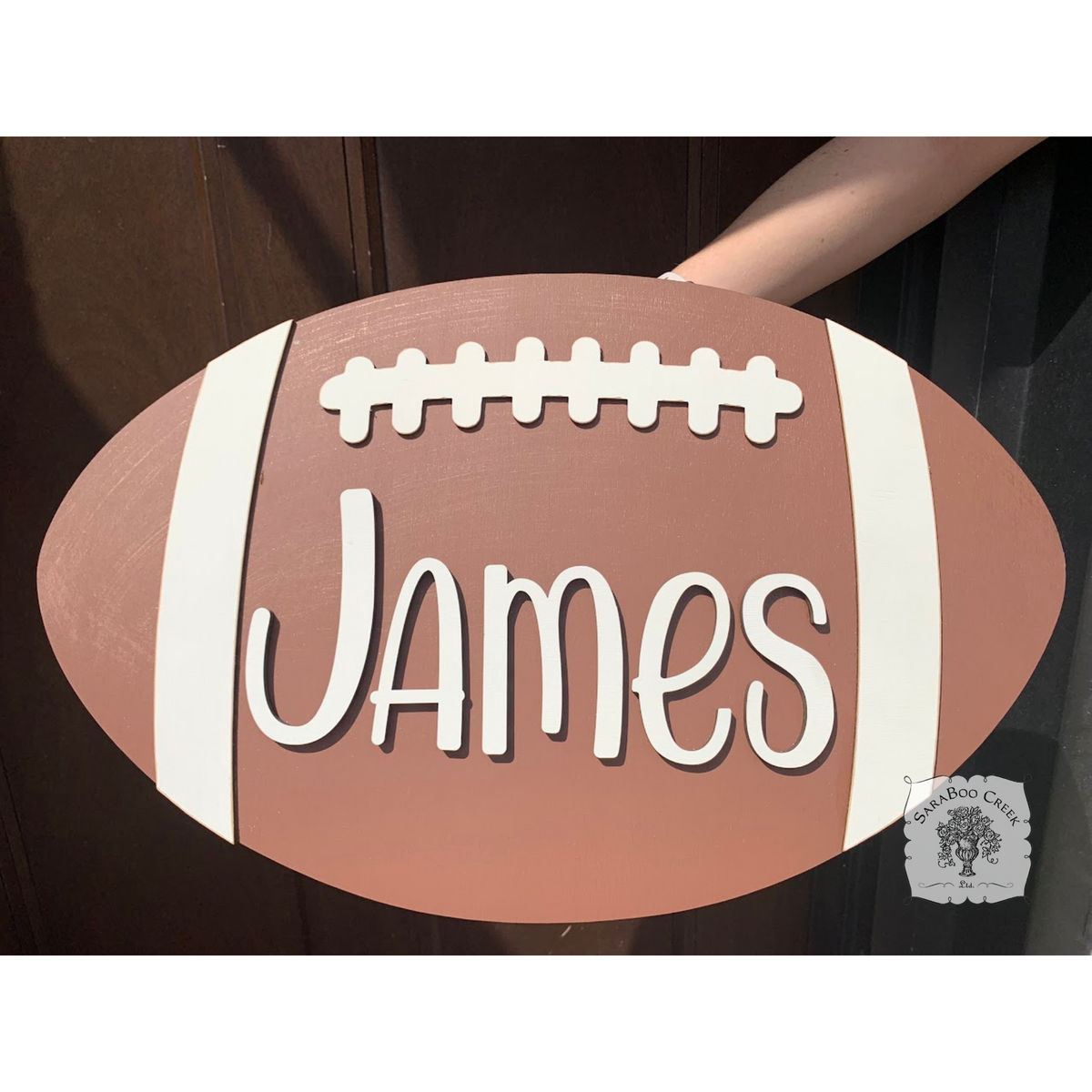 Football Sign - Personalized Wood Plaque for Boys Room or Sports Decor Wall Hanging