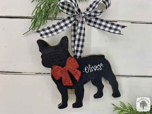 French Bulldog Ornament - Personalized Frenchie Bulldog Silhouette Ornament