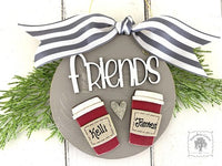 Latte Coffee Ornament - Personalized Disc w/ 2 or 3 Cups for Friends, Girlfriends, Sisters or Family