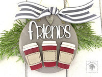 Latte Coffee Ornament - Personalized Disc w/ 2 or 3 Cups for Friends, Girlfriends, Sisters or Family