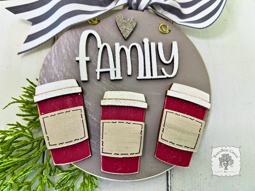 Latte Coffee Ornament - Personalized Disc w/ 2 or 3 Cups for Friends, Girlfriends, Sisters or Family