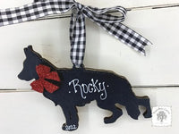 German Shepherd Ornament - Personalized Shepherd Silhouette Dog Ornament